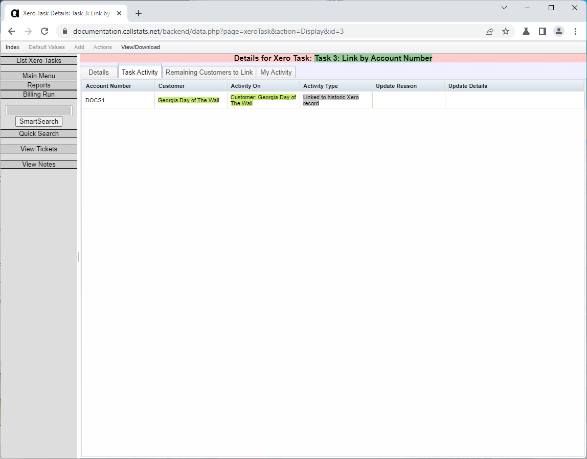 Customers Linked Activity