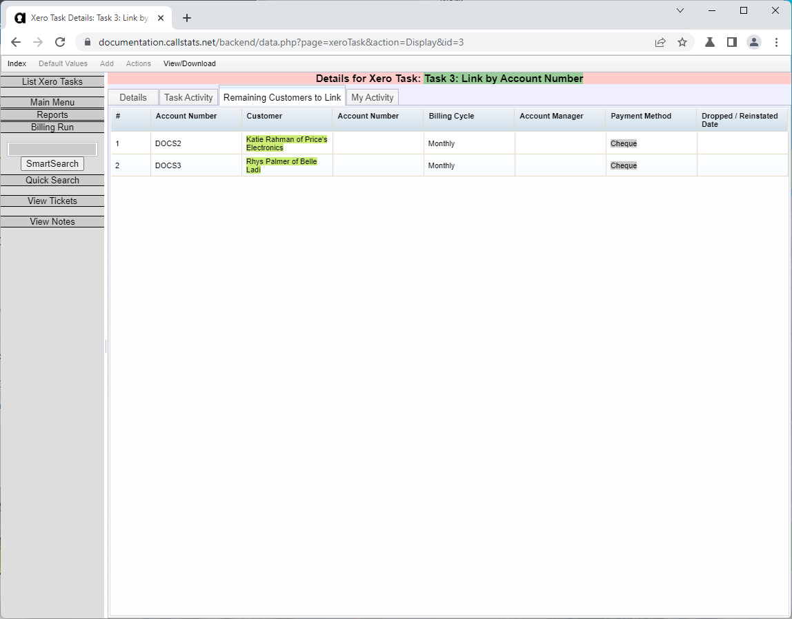 Customers Linked Remaining