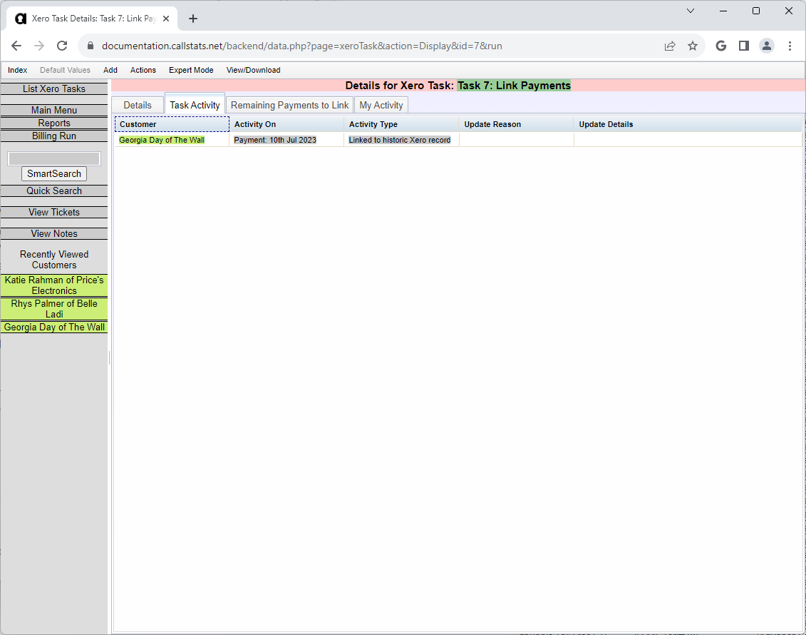 Payments Linked Activity