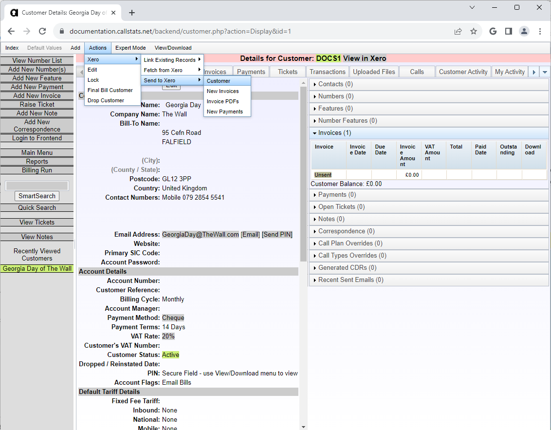 Send Customer to Xero 