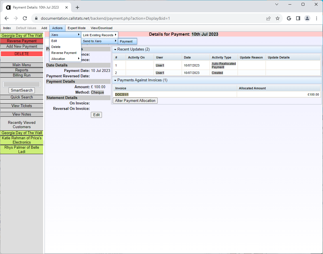 Send Payment to Xero 