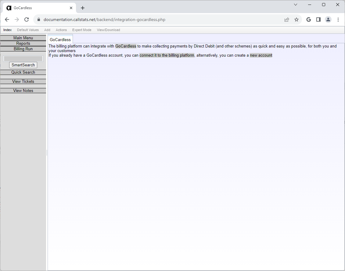 Connecting GoCardless