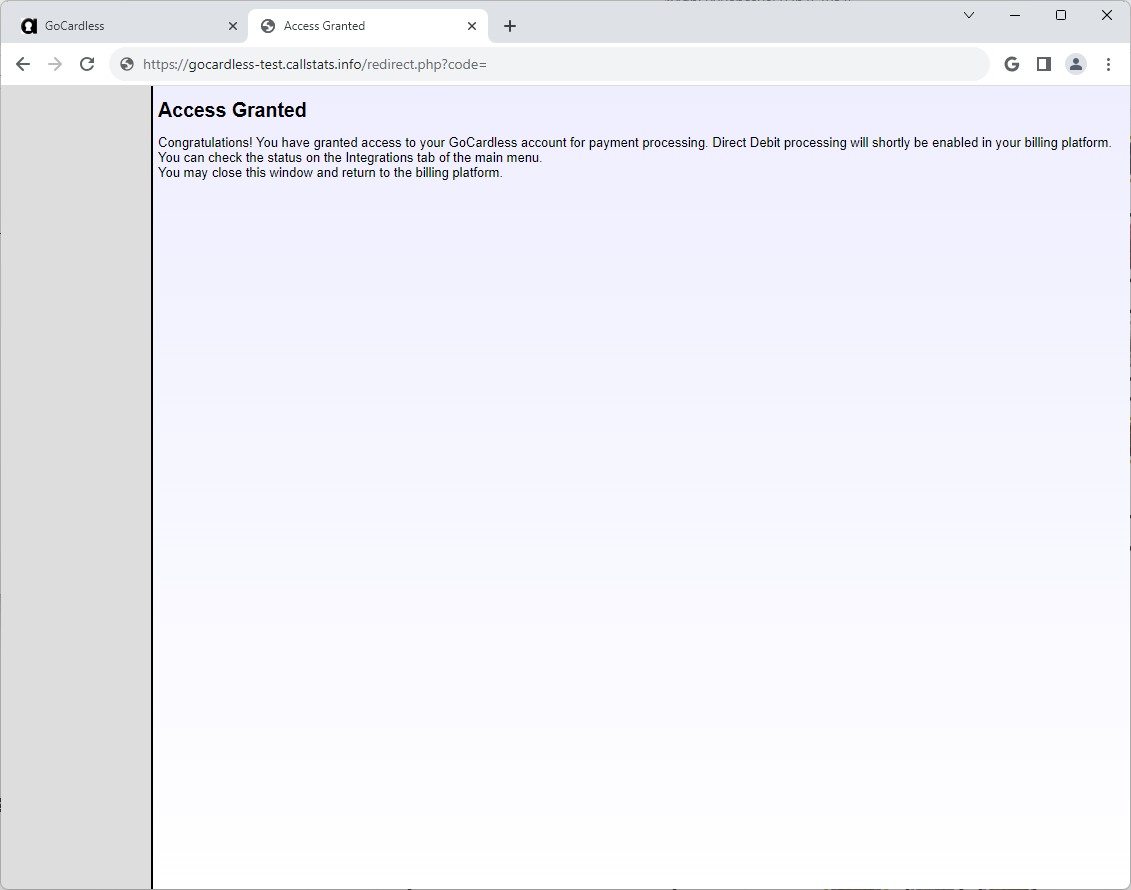 GoCardless Access Granted