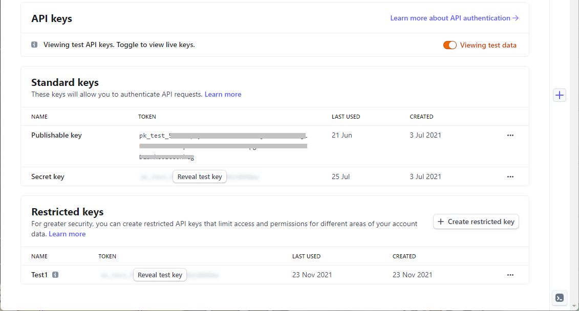 Stripe API Keys